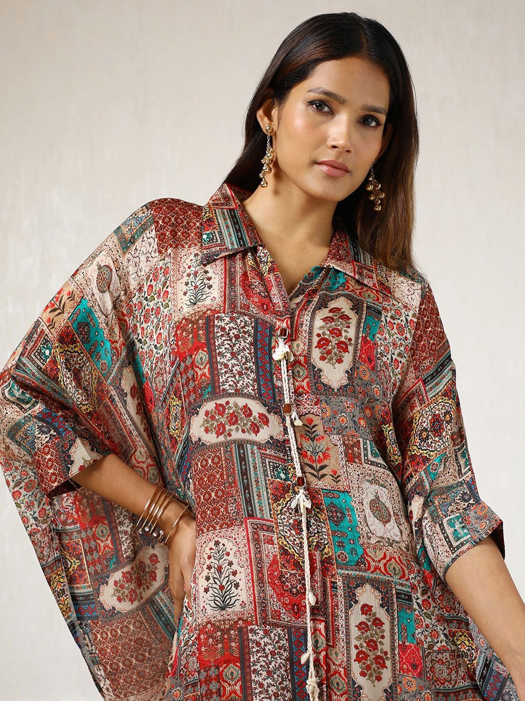 Dhiyona SO Women's Women Ethnic Motifs Printed Regular Beads and Stones Kurta with Trousers
