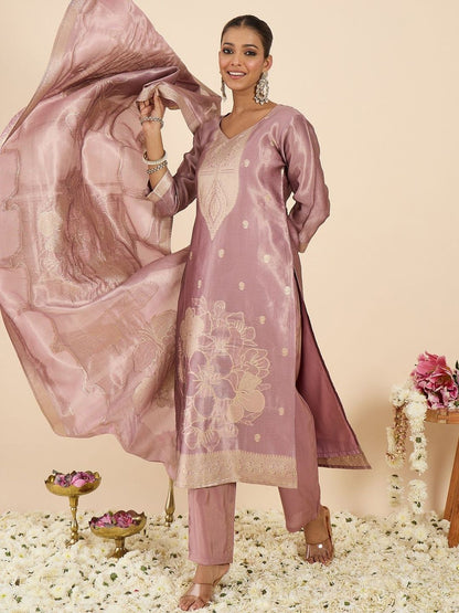 Women Ethnic Motifs Regular Kurta with Trousers & With Dupatta