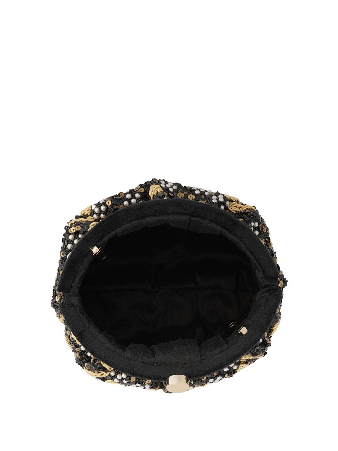 Dhiyona NR Embroidered Embellished Half Moon Clutch