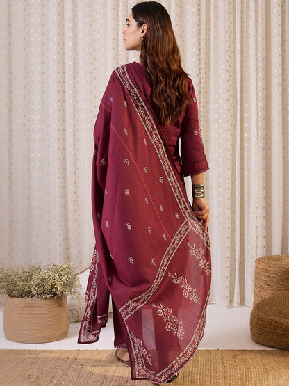 Women Ethnic Motifs Printed Pure Cotton Kurta with Trouser & Dupatta