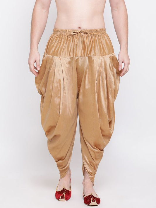 Men's Rose Gold Silk Blend Straight Dhoti