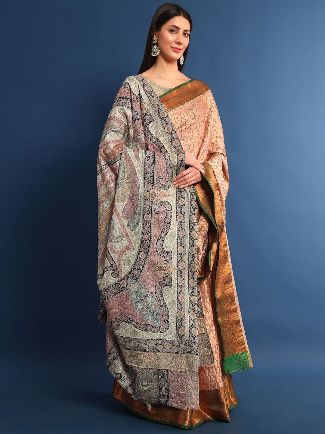 Dhiyona PA Ethnic Motifs Embroidered Woollen Shawl