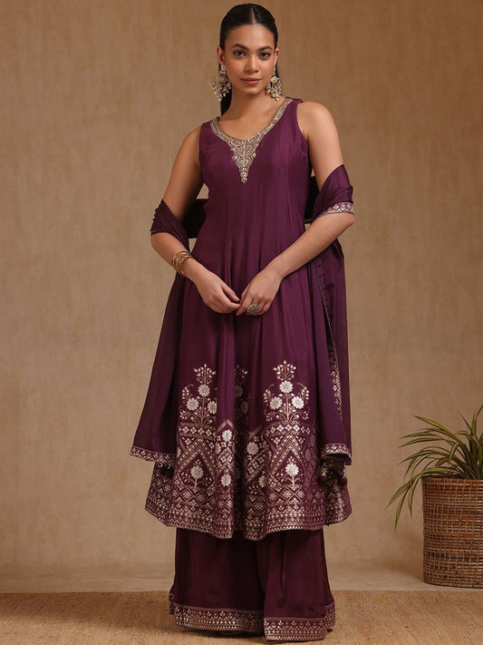 Dhiyona SO Women's Women Ethnic Motifs Regular Beads and Stones Kurta with Palazzos & With Dupatta