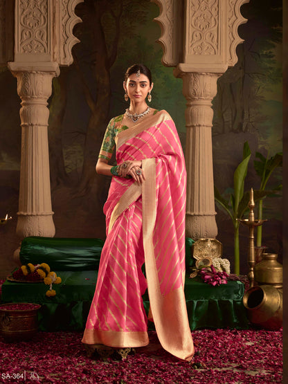 Dhiyona KM Women Pink Color Designer Silk Readymade/Easy Saree
