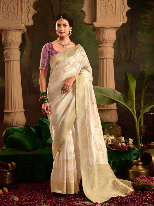 Dhiyona KM Women Crepe Silk Fabric Cream Color Excellent Sareecrepe Silk Fabric Cream