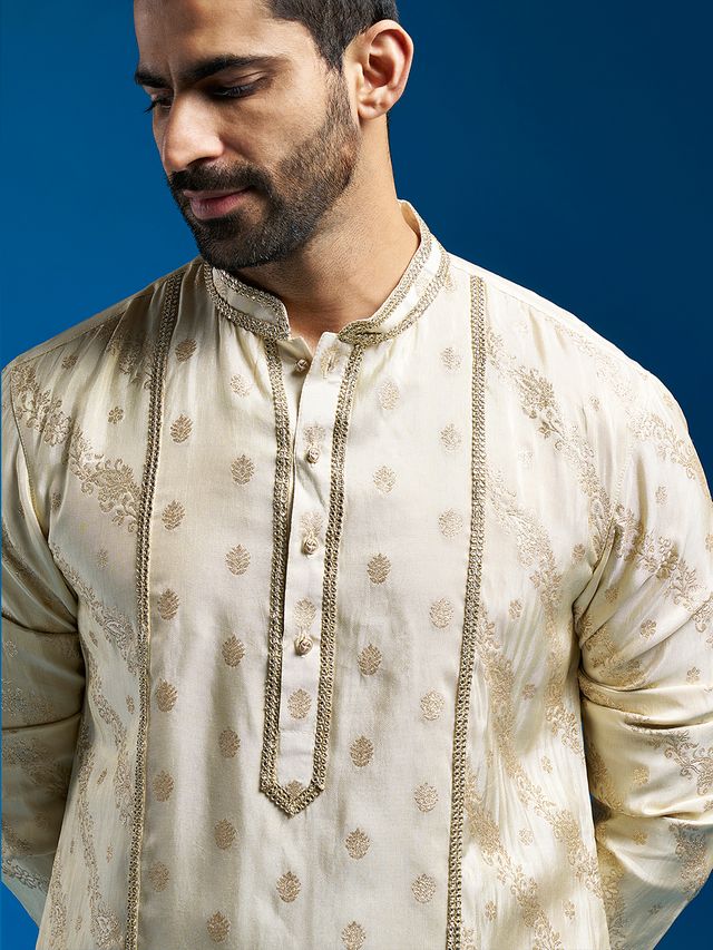 Men's Tissue  Banarasi Tissue Straight Kurta