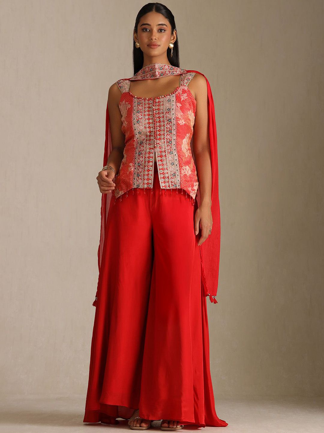 Dhiyona SO Women's Women Embroidered Regular Kurta, Palazzos With Dupatta