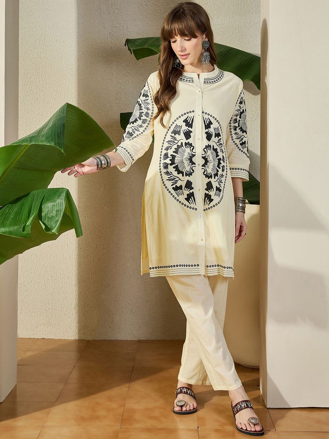 Dhiyona IE Embroidered Pure Cotton Tunic With Trouser