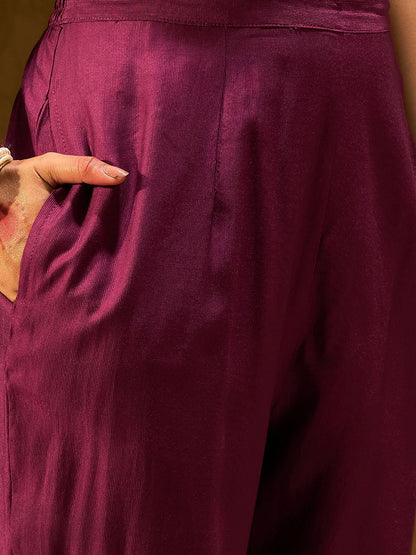 Ethnic Motifs Embroidered Sequinned Liva Straight Kurta With Trousers & Dupatta