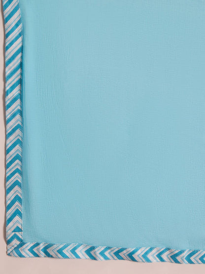 Floral Printed Empire Mirror Work Pure Cotton Kurta with Trousers & With Dupatta