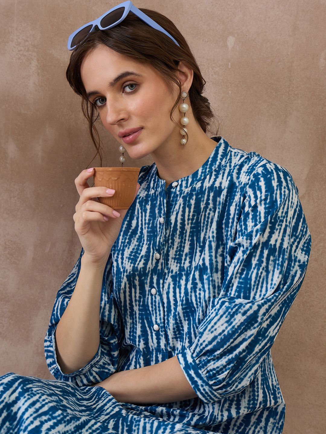 Dhiyona IE Women Printed Regular Pure Cotton Kurta with Trousers