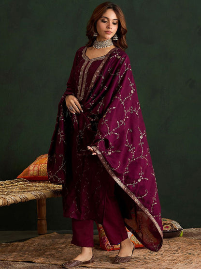 Dhiyona IE Ethnic Motifs Embroidered Kurta with Trousers & Dupatta