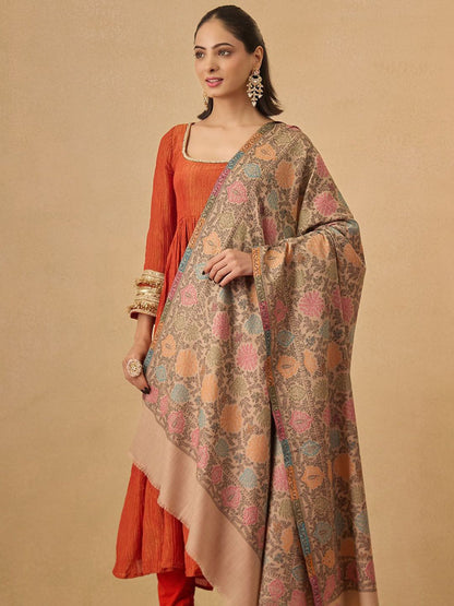 Dhiyona PA Floral Pashmina Nazrana Woven Design Jamawar Shawl