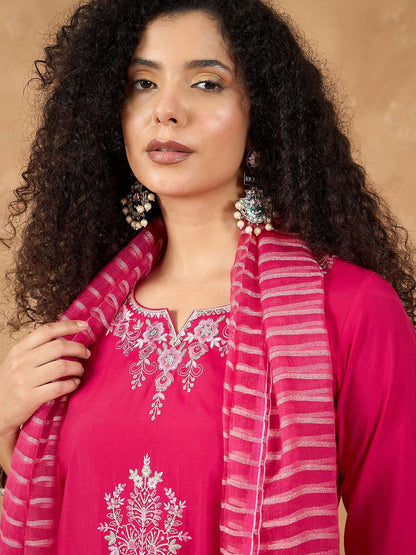 Dhiyona VA Women's Ethnic Motifs Embroidered Kurta with Trouser & Dupatta