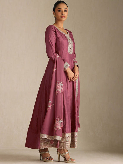 Dhiyona SO Women's Women Yoke Design Angrakha Kurta & Trousers & Dupatta