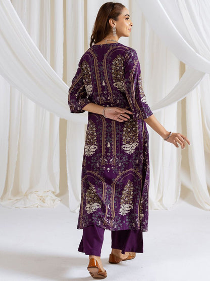 Dhiyona IS Women's Women Floral Printed Regular Kurta with Trousers