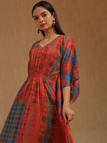 Dhiyona SO Women's Women Ethnic Motifs Printed Kaftan Kurta with Trousers