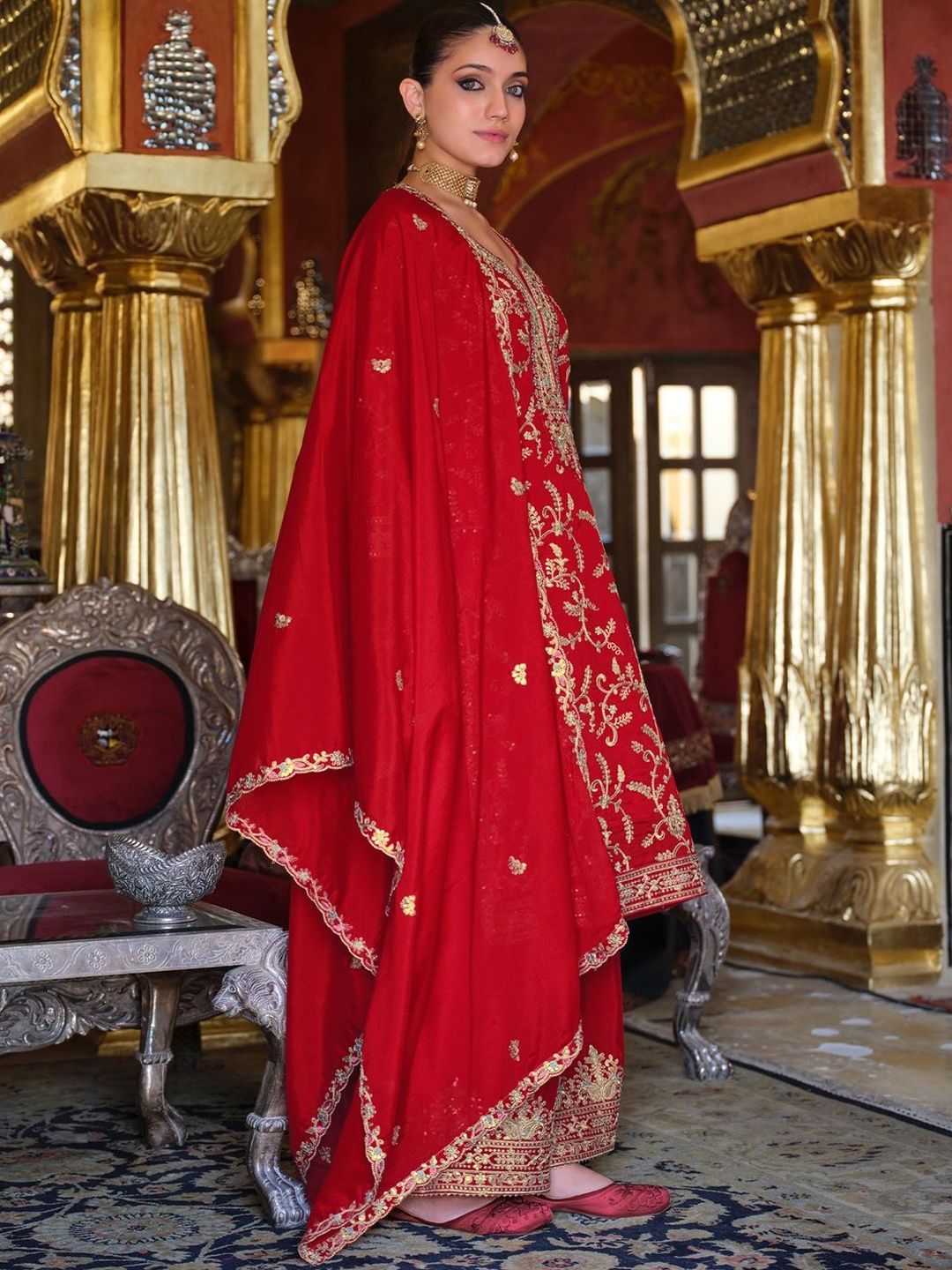 Women Ethnic Motifs Embroidered Kurta with Palazzos & Dupatta