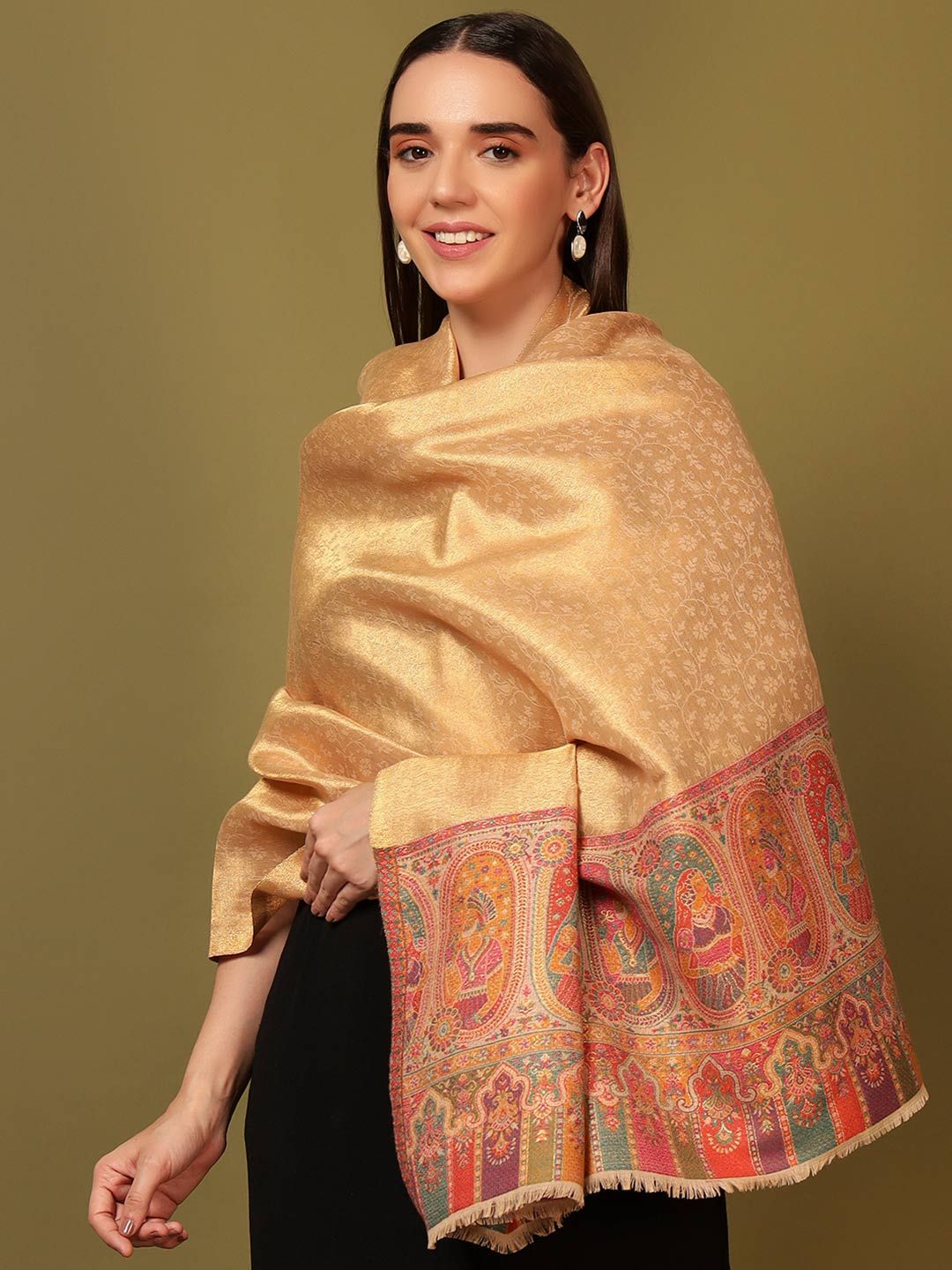 Dhiyona PA Ethnic Motifs Woven Design Shawl