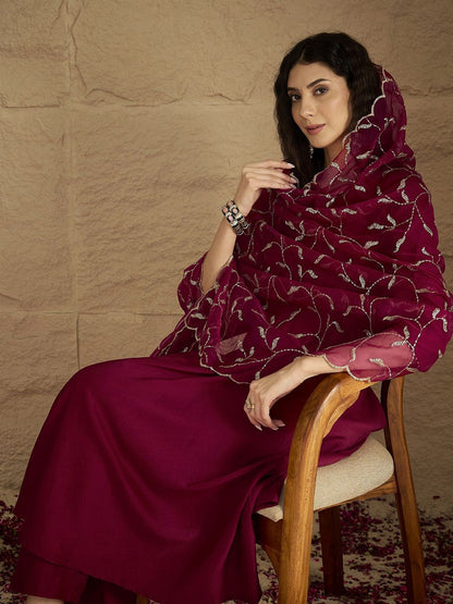 Dhiyona VA Women's Anarkali Kurta with Trousers & Dupatta
