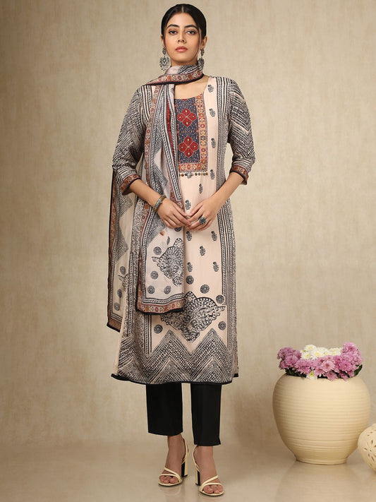 Dhiyona SO Women's Women Floral Printed Regular Sequinned Kurta with Trousers & With Dupatta
