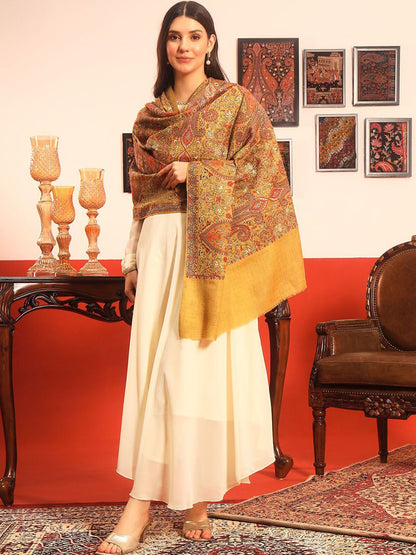 Dhiyona PA Paisley Embroidered Mahnoor Pure Wool Shawl