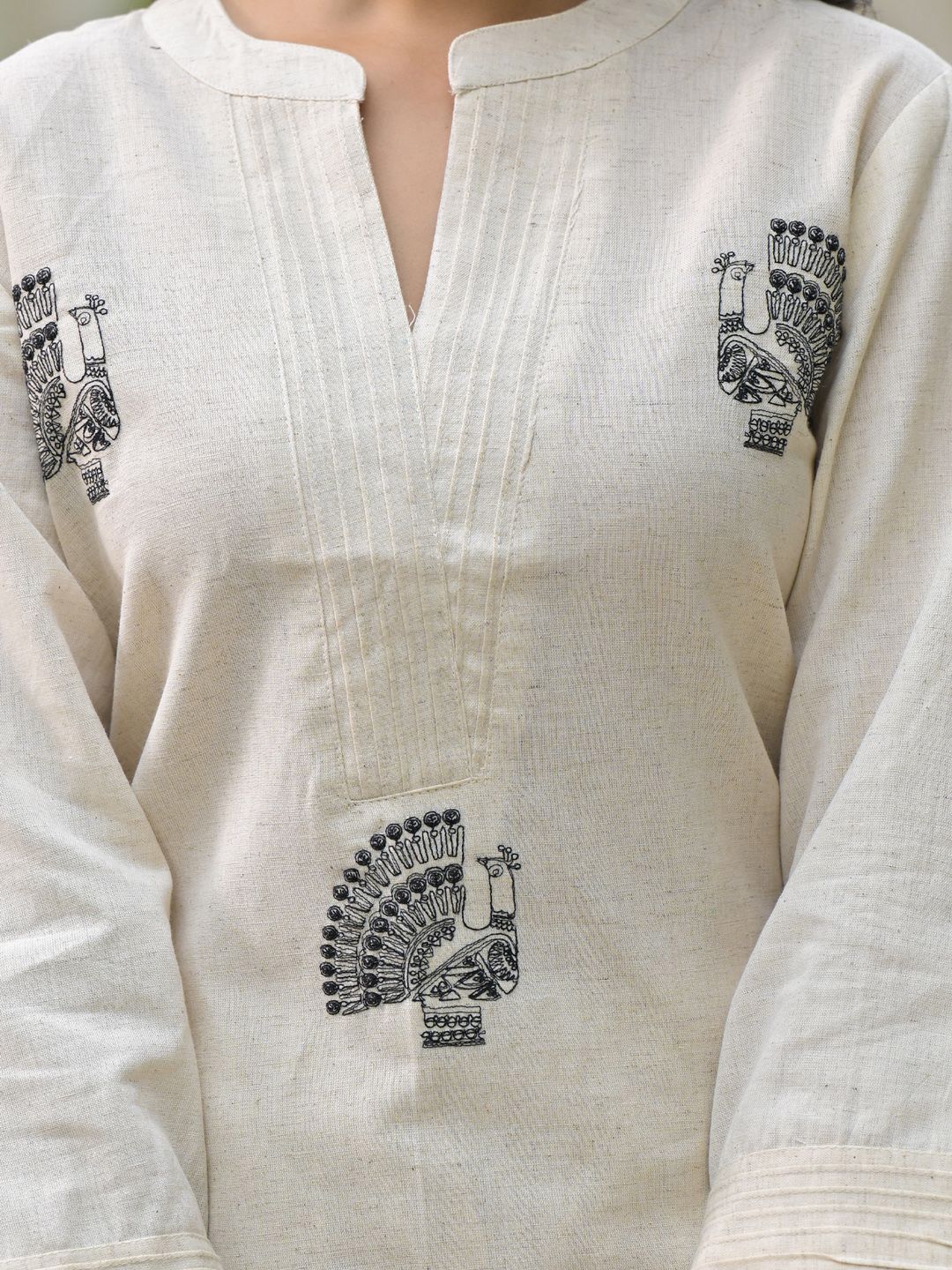 Animal Embroidered Regular Thread Work Pure Cotton Kurta With Palazzos