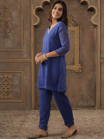 Women Ethnic Motifs Printed Regular Thread Work Kurta with Trousers