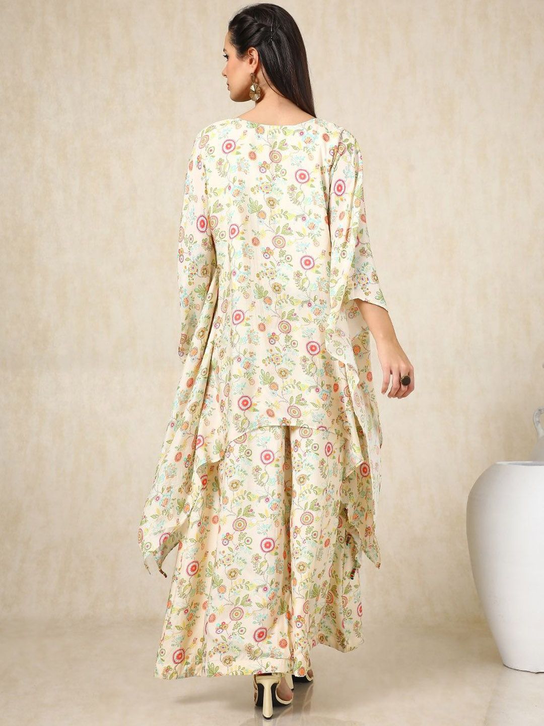 Dhiyona SO Women's Floral Printed Kaftan Kurta with Palazzos