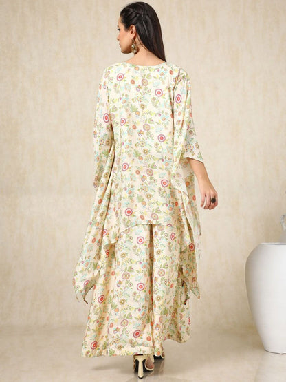 Dhiyona SO Women's Floral Printed Kaftan Kurta with Palazzos