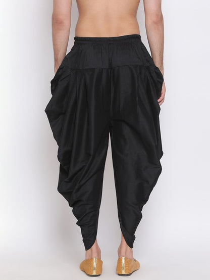 Men's Black Silk Blend Straight Dhoti