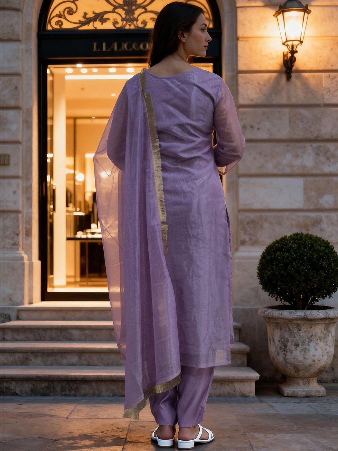 Women Ethnic Motifs Embroidered Sequinned Kurta With Trousers & Dupatta