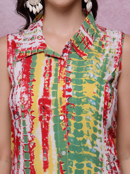 Dhiyona SN Women's Printed Shirt Collar Kurta With Trousers Set
