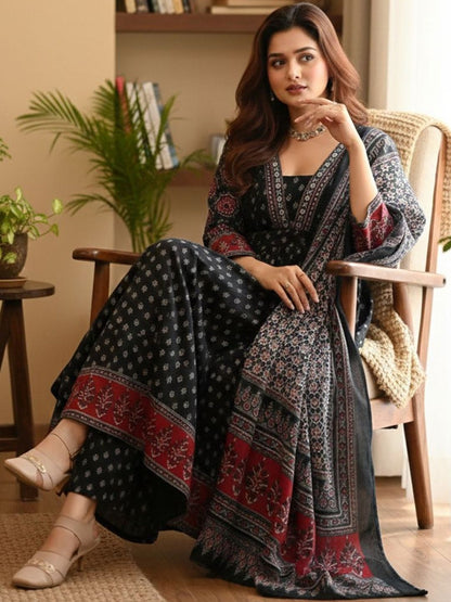 Dhiyona KL Women Ethnic Motifs Printed Regular Kurta with Palazzos & With Dupatta