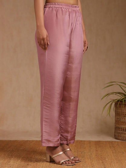 Dhiyona SO Women's Floral Embroidered V-Neck Panelled A-Line Sequinned Kurta With Trousers