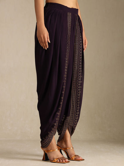 Dhiyona SO Women's Floral Printed Beads and Stones Round Neck Kurta With Dhoti Pants & Dupatta