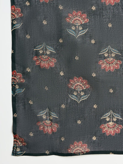 Dhiyona IE Women Floral Printed Regular Pure Cotton Kurta with Trousers & Dupatta