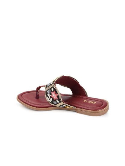 Dhiyona AK Women Embroidered T-Strap Flats