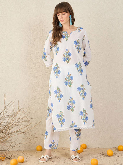 Dhiyona IE Floral Printed Pure Cotton Tunic With Trouser
