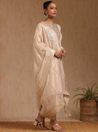 Dhiyona SO Women's Women Floral Woven Design Regular Kurta with Trousers & With Dupatta