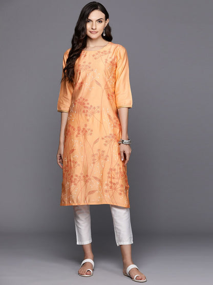 Dhiyona IE Pack Of 2 Ethnic Motifs Foil Printed Straight Kurta
