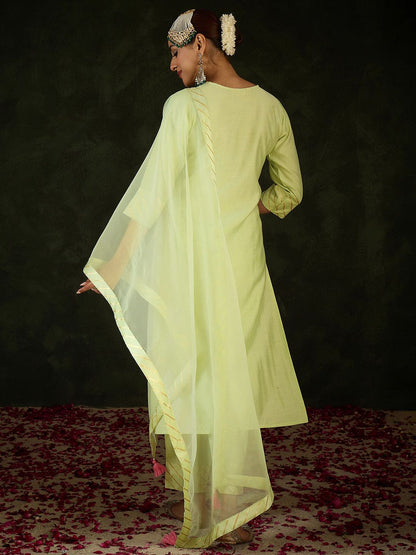 Women Floral Embroidered Regular Thread Work Kurta with Trousers & With Dupatta