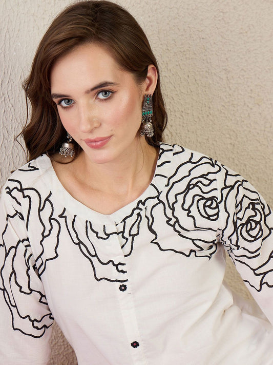 Dhiyona IE Printed Pure Cotton A-Line Tunic With Trousers Co-Ords