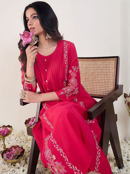 Dhiyona IE Embroidered Round Neck Tunic With Trousers
