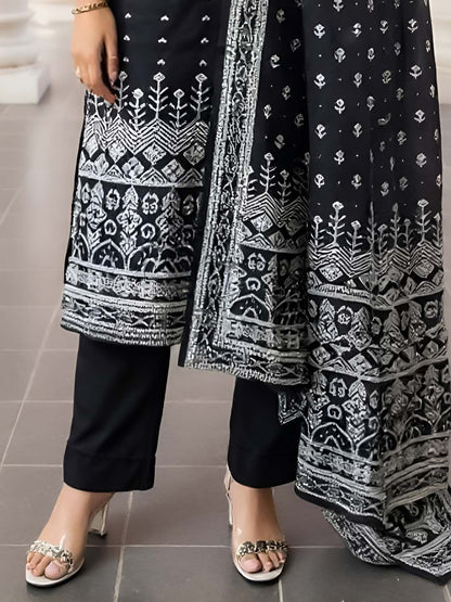 Women Ethnic Motifs Printed Cotton Kurta with Trousers & Dupatta