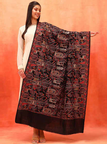 Dhiyona PA Arwina Pure Wool Ethnic Motifs Embroidered Shawl