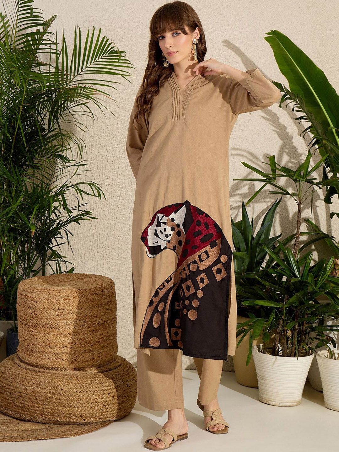 Dhiyona IE Women Embroidered Pure Cotton Kurta & Trousers Co-Ords