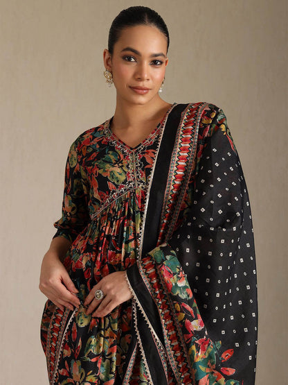 Dhiyona SO Women's Women Floral Printed Regular Zardozi Kurta with Trousers & Dupatta