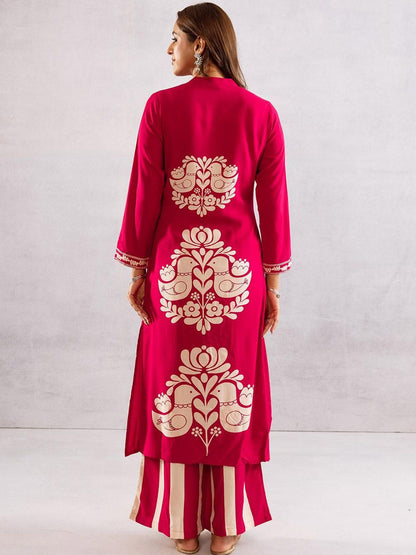 Dhiyona IS Women's Women Ethnic Motifs Print Regular Kurta with Palazzos