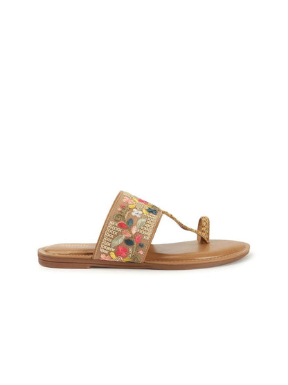 Dhiyona AK Women Ethnic Open Toe Flats with Embroidered